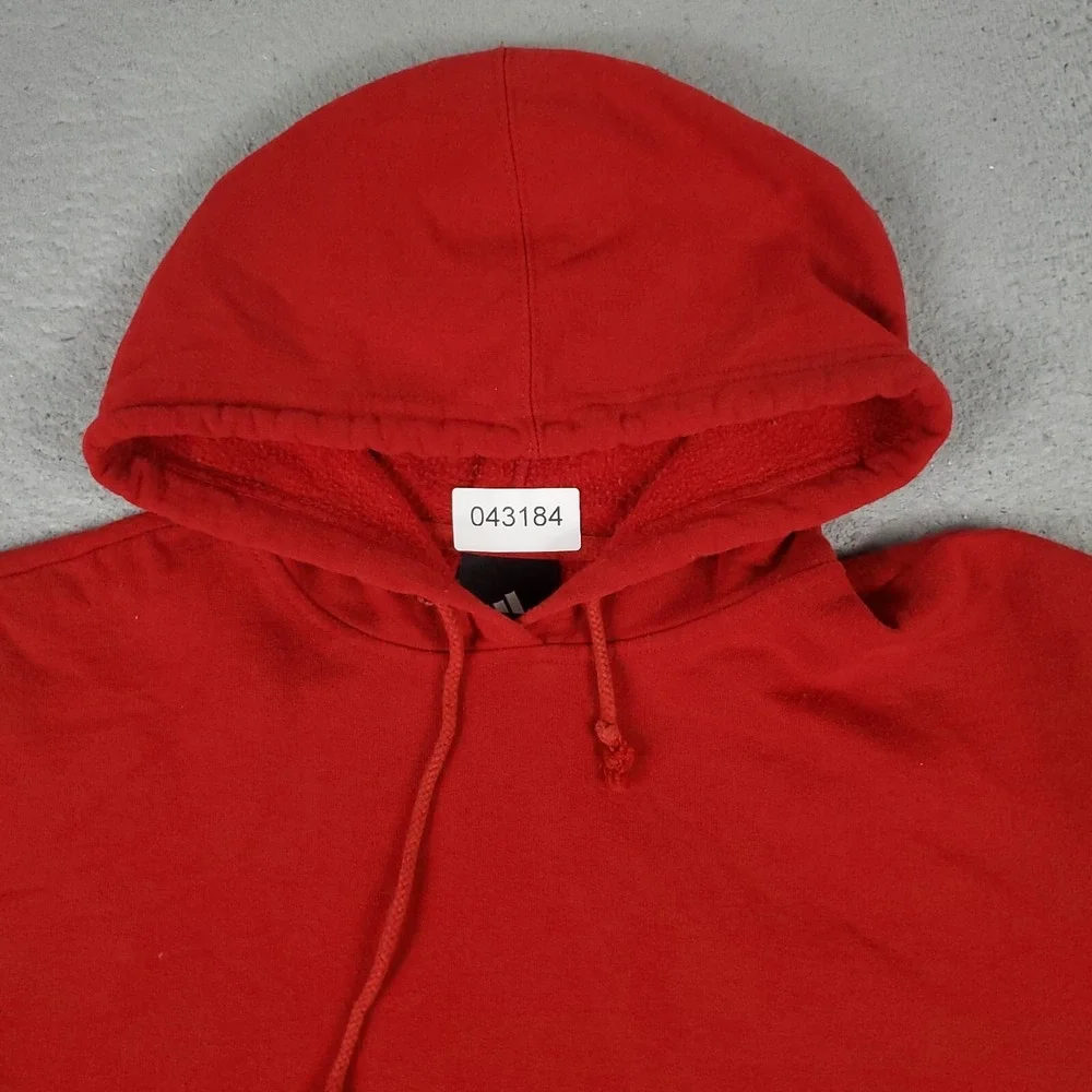 Adidas Sweater Mens Medium Red Casual Pullover Hoodie Sweatshirt *